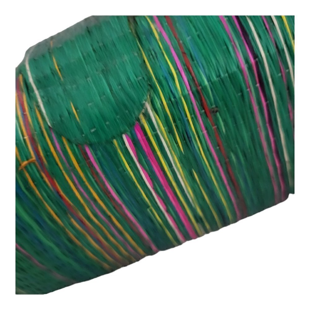 Green Raffia Shoulder Purse Gold Tone Chain Strap Striped With Snap Closure Bag - Picture 6 of 10